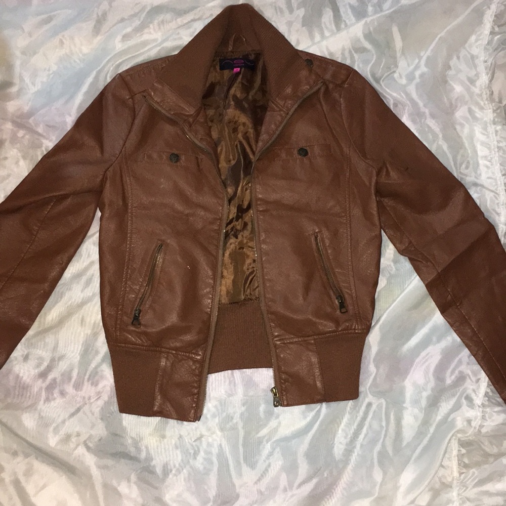 Brown leather jacket
